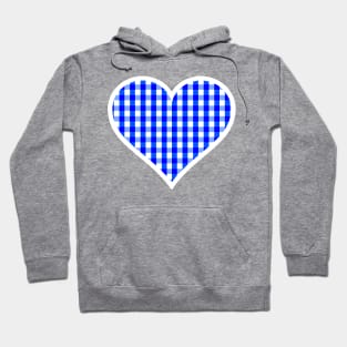 Bright Blue and White Gingham Heart Hoodie